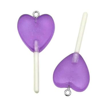 Imagem de Pingentes De Resina Coloridos Em Formato De Pirulito 10un. 22x47mm Pin