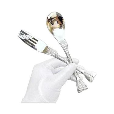 Imagem de Conjunto De Talheres Cauda De Sereia 2 Peças Aço Inoxidável Garfo Colh