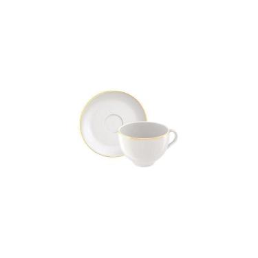 Imagem de Conjunto Xícara Pires Chá Tramontina Anna Porcelana Decorada, 250ml 2 