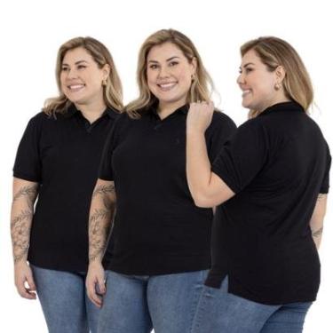 Imagem de Kit 3 Camisa Polo Feminina Plus Size Casual Dia a Dia-Feminino