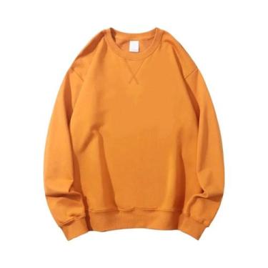 Imagem de Suéter De Algodão Pesado De Manga Longa Com Gola Redonda 380g Vintage 