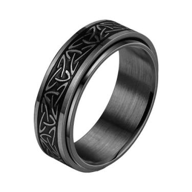 Imagem de Anel Giratório Fidget Spinner De Aço Inoxidável Com Nó Celta Viking E 