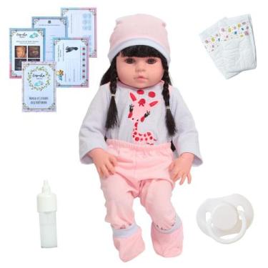 Imagem de Bebê Reborn Menina Girafa Linda Morena + Kit Acessórios - Cegonha Rebo