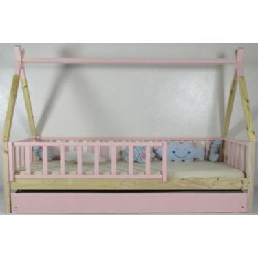 Imagem de Bicama Montessoriana Solteiro Cabana Colorida Madeira Maciça Pinus - P