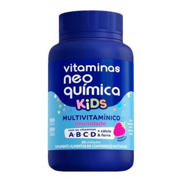 Imagem de Vitaminas Neo Kids Morango Mastigável c/ 60cpr - NAO INFORMADO, morang