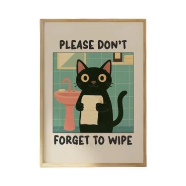 Imagem de Pôster De Arte De Gato Preto Em Tela, Decoração Moderna Para Banheiro,