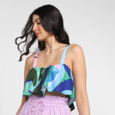 Imagem de Top Farm Folhagem Fresca Feminino, Azul, Verde, M