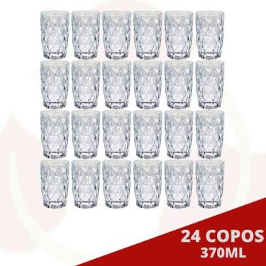 Imagem de Copos Vidro Grosso Modelo Diamante 370 ML Transparente - 24 Un - PRATI