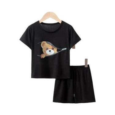 Imagem de Conjunto De Verão Infantil Blue Elephant De 2 Peças Com Camiseta De Ma