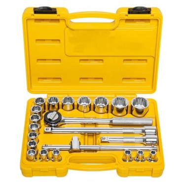 Imagem de Tramontina Maleta Soquetes Estriados e Acessórios Encaixe 1/2, 22 Peças, Amarelo