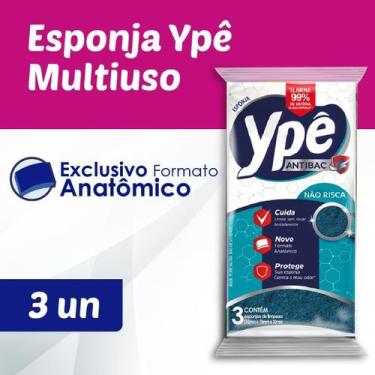 Imagem de Esponja YPÊ Dupla Face Antibacteriana Não Risca c/ 3un - Ypé