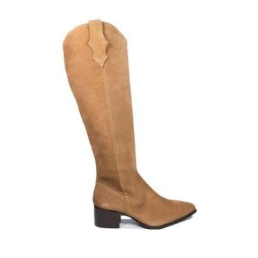 Imagem de Bota Mezzo Punto Cano Alto Camurça Caramelo-Feminino