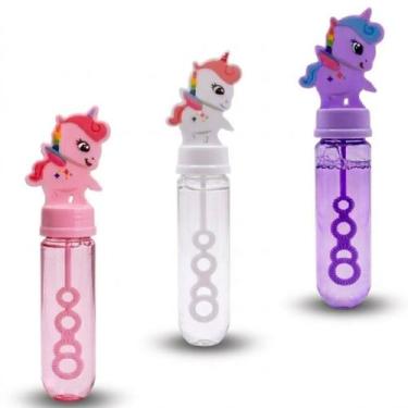 Imagem de Kit 5 Brinquedo Lança Bolha Unicórnios Sabão Lembrancinha - P E D