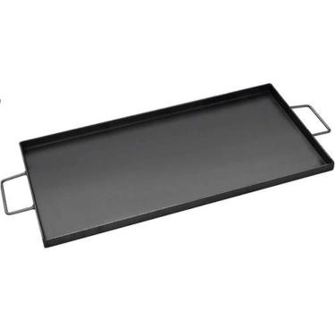 Imagem de Chapa para Fogareiro e Fogão Chapa 25x48cm para Churrascos, Grelhados e Legumes Refogados Resistente e Durável Preto