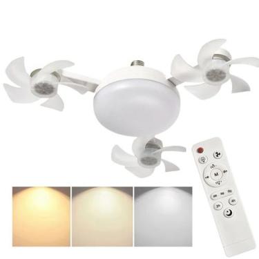 Imagem de Ventilador Drone Lampada Teto Controle Remoto Iluminaçao Vento 3 Nivei