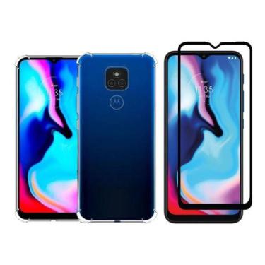 Imagem de Película 3D Vidro + Capa Case Anti Impacto para Motorola Moto E7 Plus 