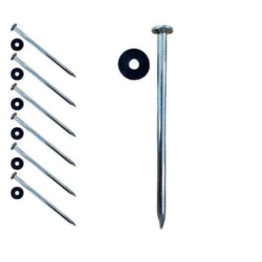 Imagem de Kit 7 Prego 100mm Para Telha Com Arruela Vedação 22mm 20X42 Madeira Co