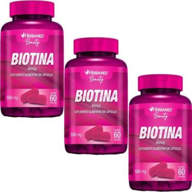 Imagem de Kit 3X Biotina 45mcg - 60 Cápsulas - Herbamed