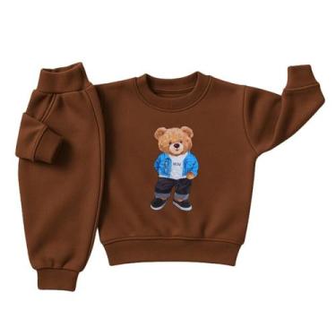 Imagem de Moletom Bebê Infantil Flanelado Menino Conjunto de Frio Peluciado Inve