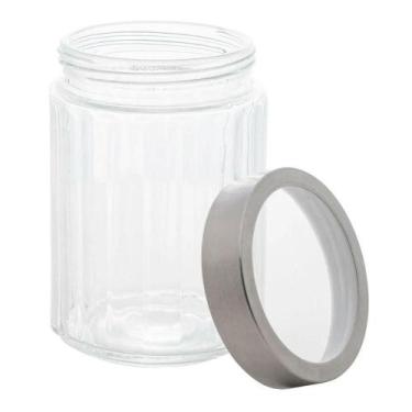 Imagem de Pote De Vidro Porta Mantimentos Vidro Com Tampa Inox Para Grãos Cereai
