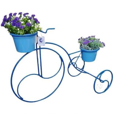 Imagem de Suporte Plantas Bicicleta personalização na cor Azul - 2 Vasos. - SHOP