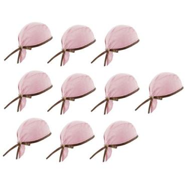 Imagem de Bandana Rosa Couro Touca Bar Chef Unissex Ajustavel 10un - CASA CHA