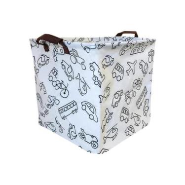 Imagem de Cesto de Brinquedos Carrinhos - Preto e Branco - LA CHAMBRE