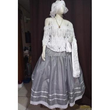 Imagem de Saia Carijo Preta Velha Umbanda Candomble Roupa de Santo tamanho unico