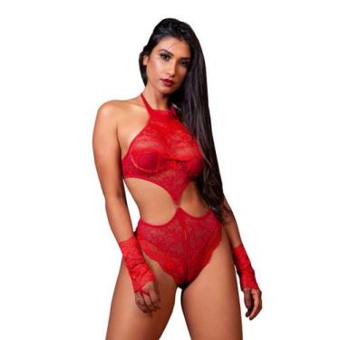 Imagem de Conjunto Doce Donzela Body Renda Lingerie Sex - Garota V., P, Vermelho