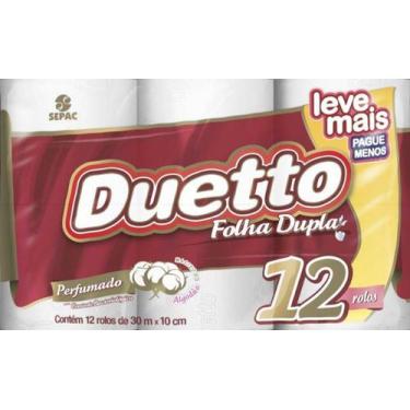 Imagem de Papel Higiênico Duetto Perfumado C/ 12 Und 30m x 10 cm cada - Dueto
