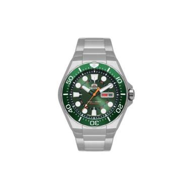 Imagem de Relogio orient automatico verde metal prata f49ss036 e1sx, PRATA