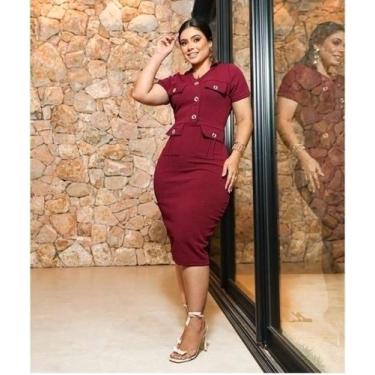 Imagem de Vestido MIDI Plus Size Cristiane Moda Evangélica Feminina - Miss Flowe
