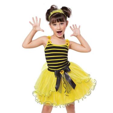 Imagem de Vestido Fantasia Infantil Abelhinha Preta e Amarela Carnaval Tango, 2 