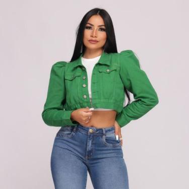 Imagem de Jaqueta Jeans Sarja Cropped Feminina Blusa Curta Moda Jeans - Lilih-Le