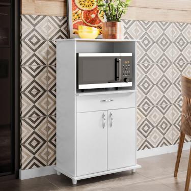 Imagem de Armário Multiuso para Micro-Ondas NT3070 2 Portas 1 Prateleira MDF MDP Branco Notável Móveis