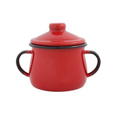 Imagem de Açucareiro Esmaltado 0,38L Aço Especial Atóxico para Servir e Decorar Vermelho Ewel