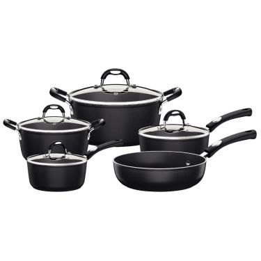 Imagem de Jogo de Panelas Mônaco Induction Alumínio Antiaderente Starflon Premium 5 Peças Preto Tramontina