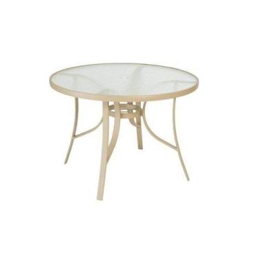 Imagem de Mesa Redonda Tampo em Vidro Slim 102,5cm Cinza - Mestra Móveis