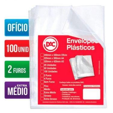 Imagem de Envelope plástico ofício 0.12 2 furos 5179 pacote com 100 unidades - D