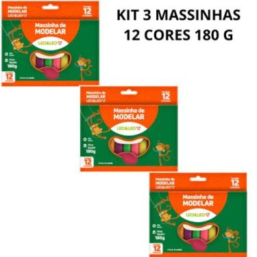 Imagem de Massinha de modelar 180g Cx C/12 Cores Pct c/3- LEONORA