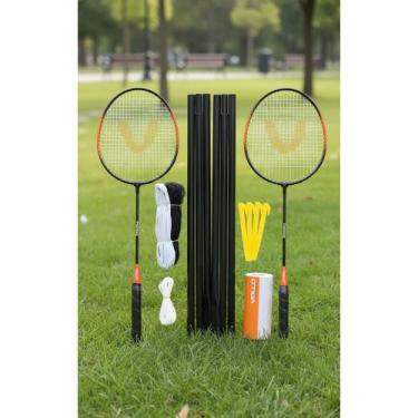 Imagem de Kit Badminton Completo: 4 Raquetes, 3 Petecas, Rede Profissi - Congrat