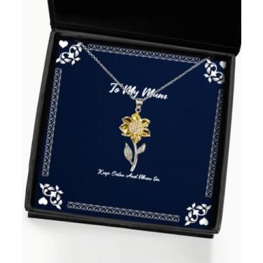 Imagem de SpreadPassion para mãe, Keep Calm and Mum On, colar com pingente de girassol para mãe de filho e filha