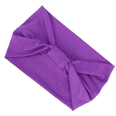 Imagem de Bandanas torcidas, faixas elásticas largas de tecido antiderrapante, acessório de cabelo para meninas, para ioga, corrida, caminhada, ciclismo (roxo)