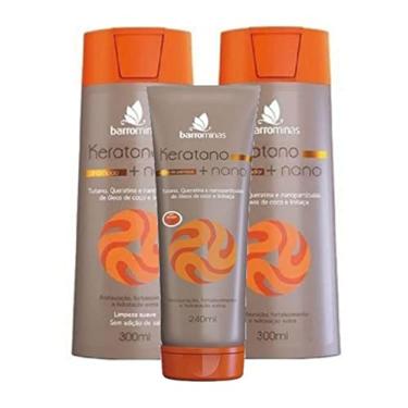Imagem de Kit para Cabelos Secos e Ressecados BARROMINAS Keratano + Nano Shampoo + Condicionador + Creme para Pentear