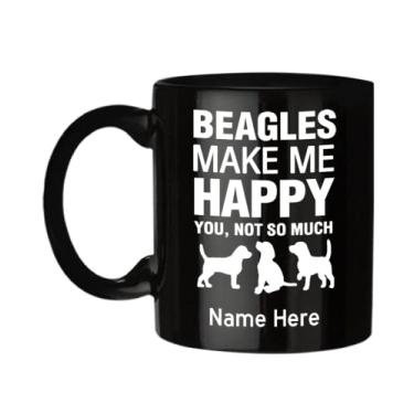 Imagem de Caneca Beagle personalizada - Beagles Make Me Happy - Presentes Beagle - Caneca de café Beagle - Caneca de café de 445 ml
