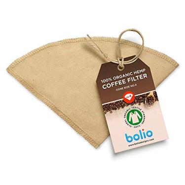 Imagem de Filtro de café de cone reutilizável de cânhamo orgânico com ótimo sabor para café ecológico e compatível com chemex Coffee Gator e outros frascos populares (nº 4, cone, 1 peça)