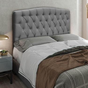 Imagem de Cabeceira Greta Cama Box King 195cm Linho Cinza