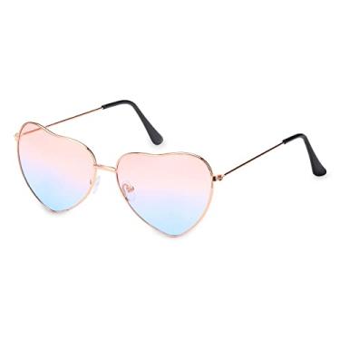 Imagem de Óculos de sol com armação de metal moda feminina vestido extravagante retrô em forma de coração com lente gradiente óculos de sol uv 400 ao ar livre, c04, china