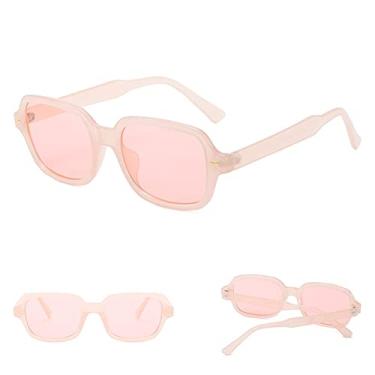 Imagem de Óculos de Sol Quadrados Unissex Moda Masculina Feminina Moda Pequena Armação Amarela Óculos de Sol Feminino Retro Rebite Óculos UV400,6, pc