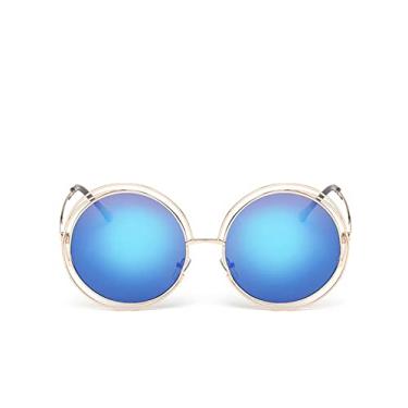 Imagem de Óculos de sol redondos vintage femininos de luxo tamanho grande lente espelho óculos de sol feminino retrô legal, C7, outros
